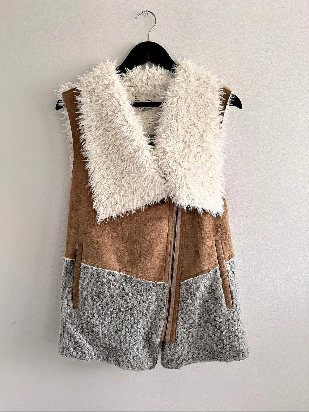 Anthropologie Faux Fur Collar Vest